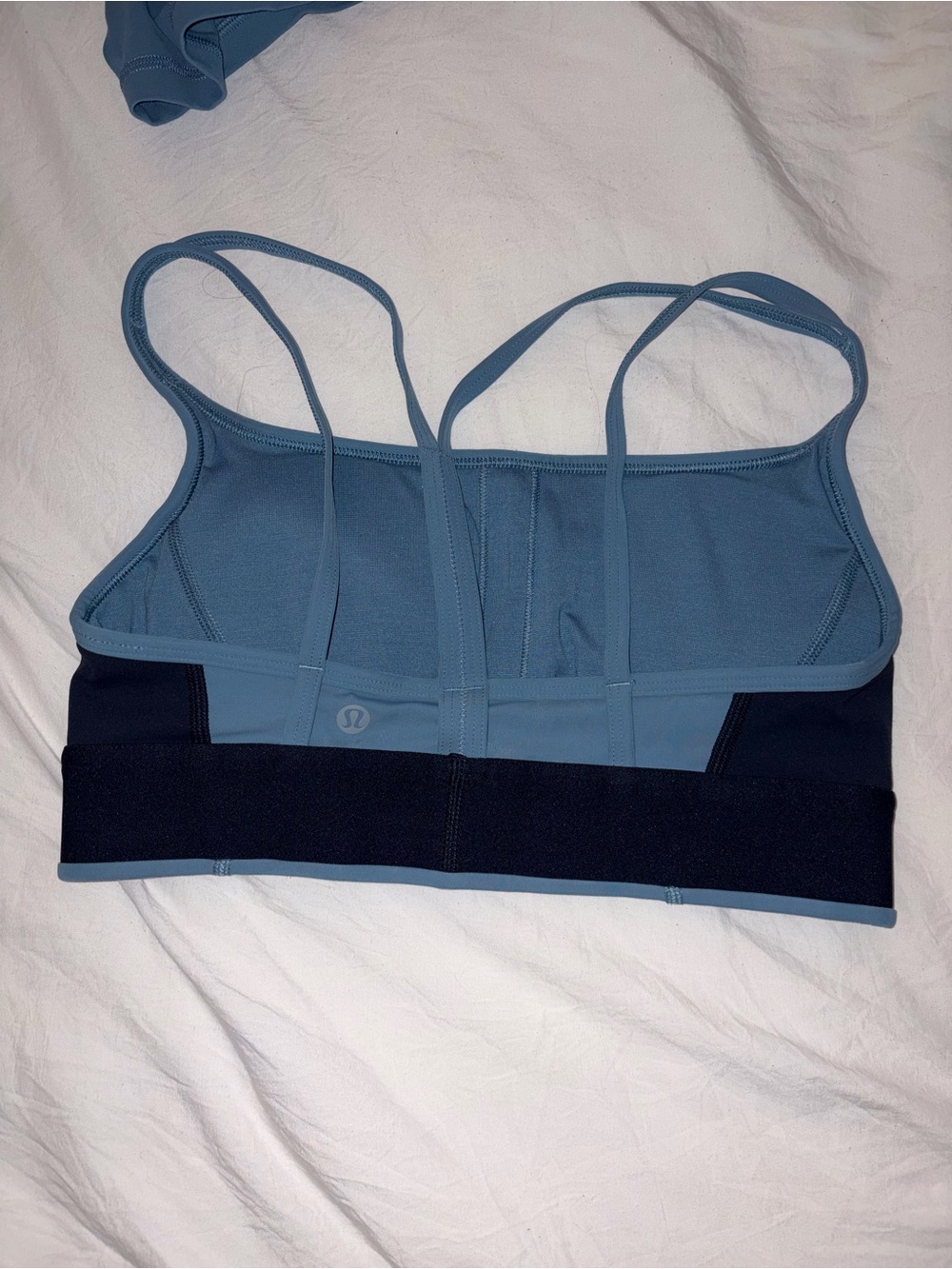 lululemon two-tone light blue and navy strappy sports bra - Picture 5 of 5